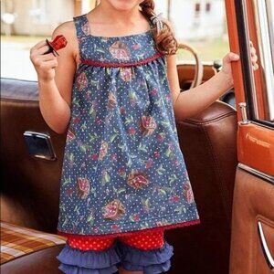 Matilda Jane Getaway Cherry Tunic Size 4 Chambray Denim Soft Gently used conditi